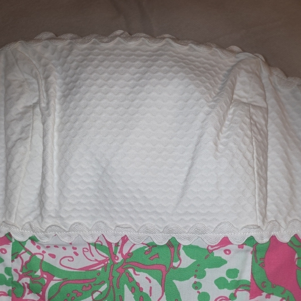 Lilly Pulitzer Cotton  White Strapless Dress with Pink & Green Floral Print 2 - Picture 12 of 16
